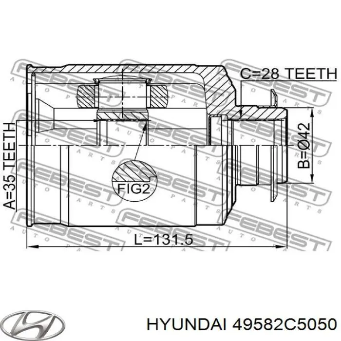Шарнир привода внутренний Hyundai/Kia 49582C5050 цена, от 91.34 USD