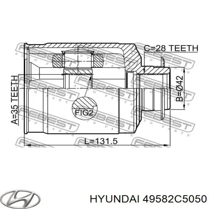 Купить 49582C5050 Hyundai/Kia Шарнир угловых скоростей передний правый