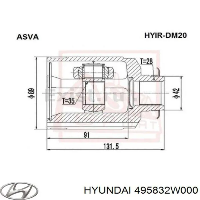 Пыльник шарнира угловых скоростей внутренний передний левый Hyundai/Kia 495832W000 цена, от 44.34 USD