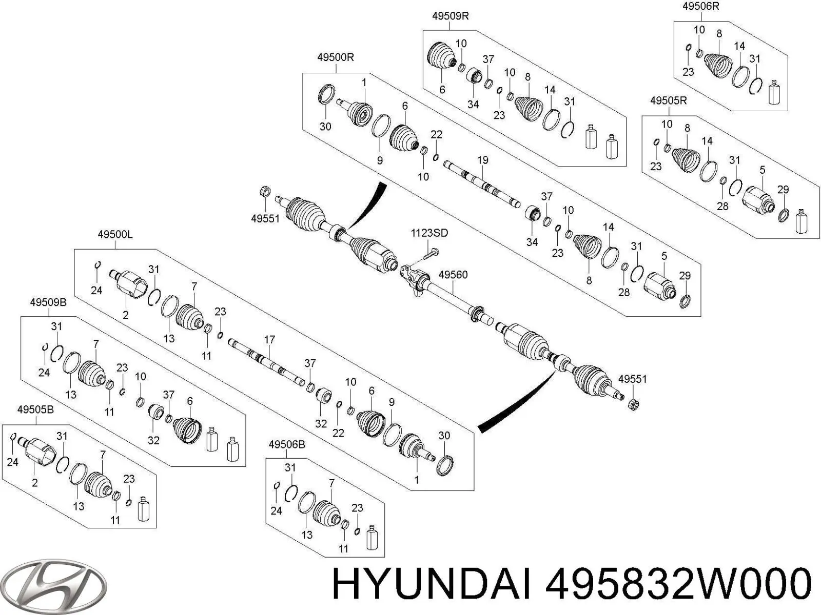 Купить 495832W000 Hyundai/Kia Пыльник ШРУСа внутренний, передней полуоси, левый