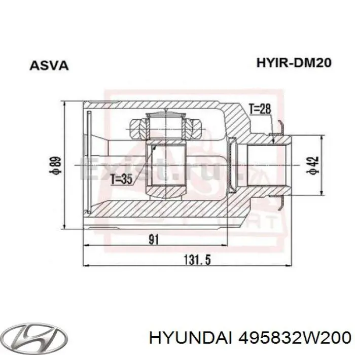 Пыльник ШРУСа передней полуоси внутренний правый HYUNDAI 495832W200