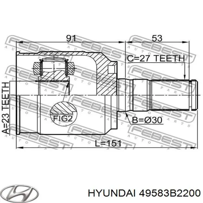 Купить 49583B2200 Hyundai/Kia ШРУС внутренний