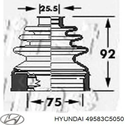 Купить 49583C5050 Hyundai/Kia Пыльник ШРУСа внутренний, передней полуоси, правый
