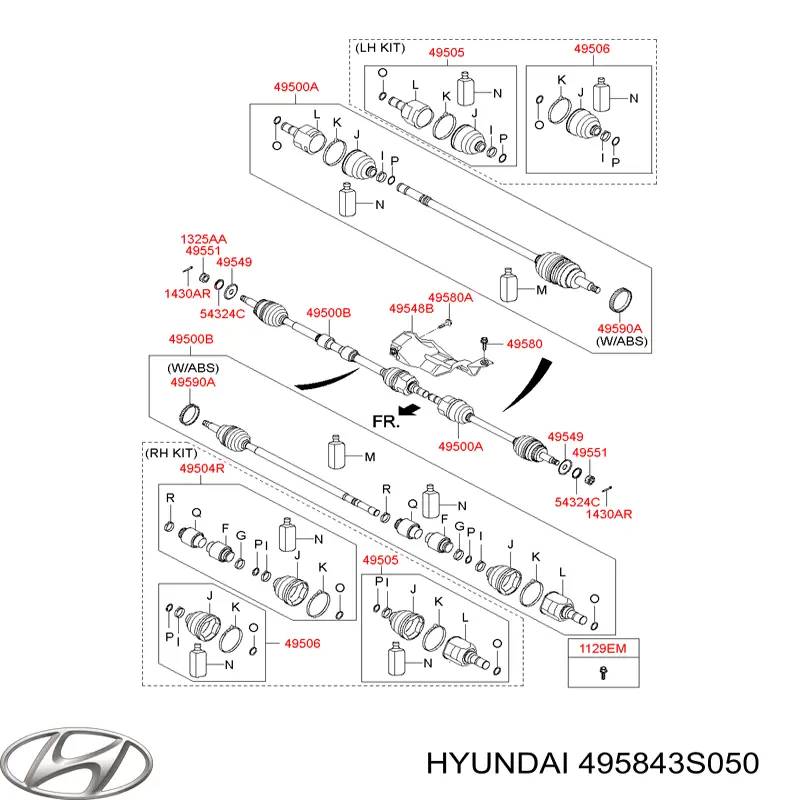 495843S050 Hyundai/Kia пыльник шруса передней полуоси внутренний правый