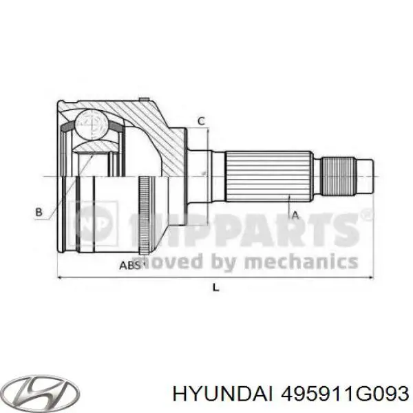 495911G093 Hyundai/Kia junta homocinética externa dianteira