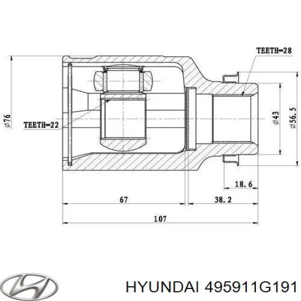Купить 495911G191 Hyundai/Kia ШРУС наружный передний, левый