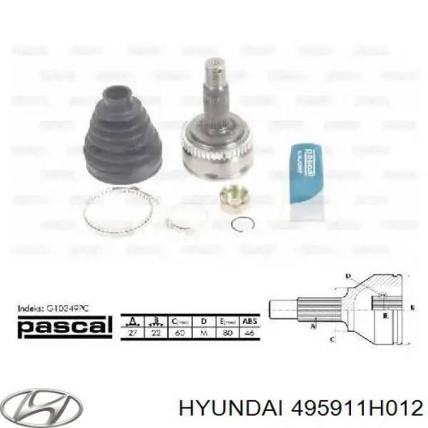 ШРУС наружный передний 495911H012 Hyundai/Kia