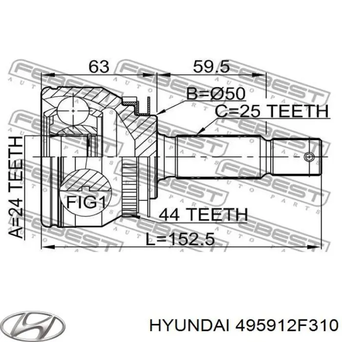 495912F310 Hyundai/Kia шрус наружный передний