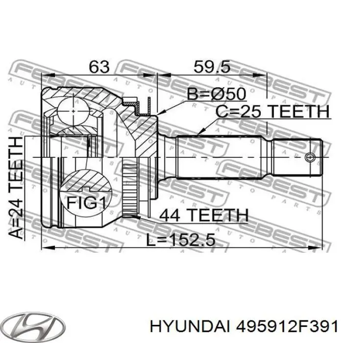 Привод передний левый Hyundai/Kia 495912F391 цена, от 100.85 USD