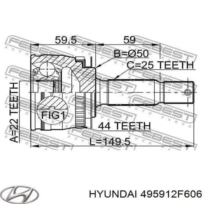 ШРУС наружный передний левый Hyundai/Kia 495912F606