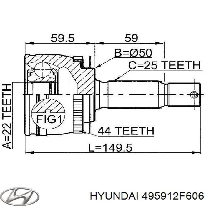 495912F605 Hyundai/Kia Граната наружняя передняя левая