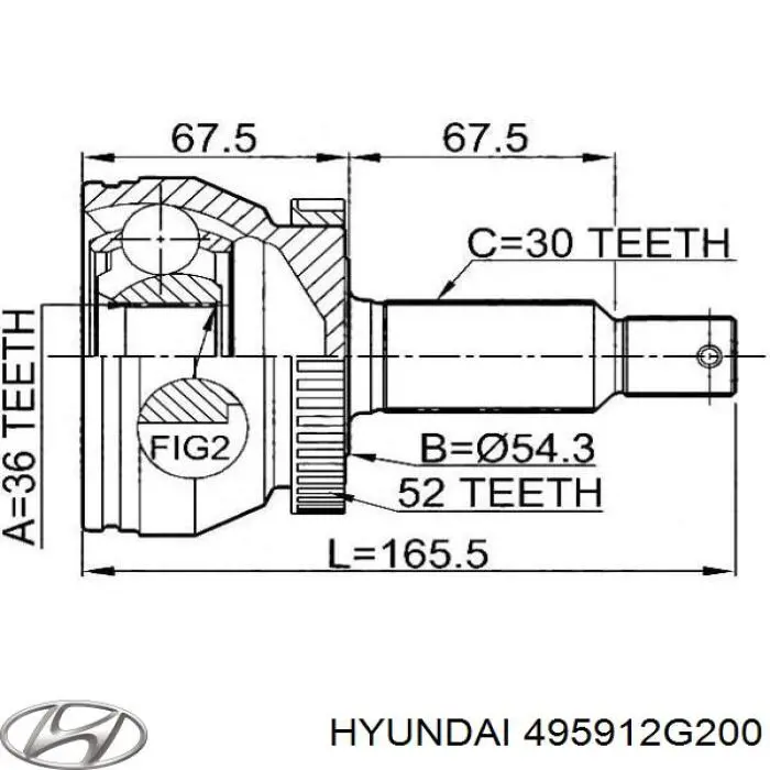 495912G200 Hyundai/Kia шрус наружный передний
