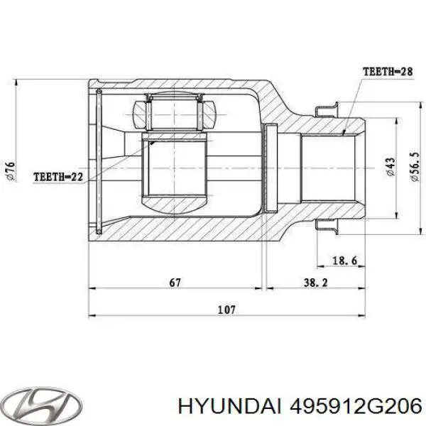 495912G206 Hyundai/Kia Полуось передняя левая