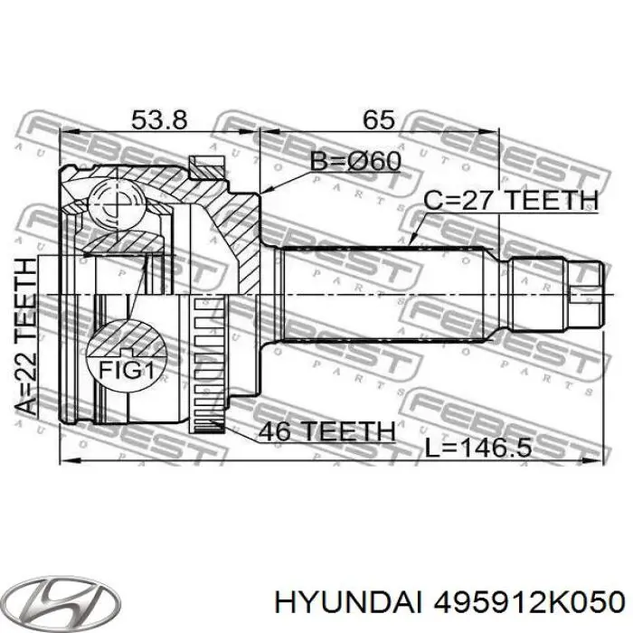 Купить 495912K050 Hyundai/Kia ШРУС внешний передний, левый