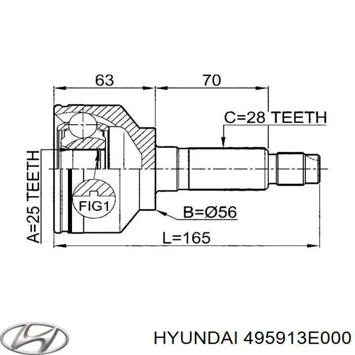 Полуось (привод) передняя Hyundai/Kia 495913E000 цена, от 172.60 USD