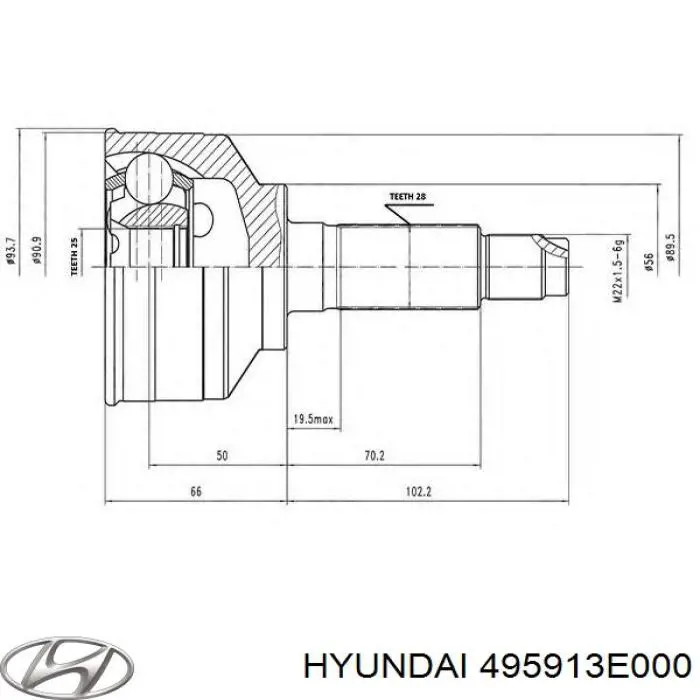 495913E000 Hyundai/Kia Ось передняя в сборе