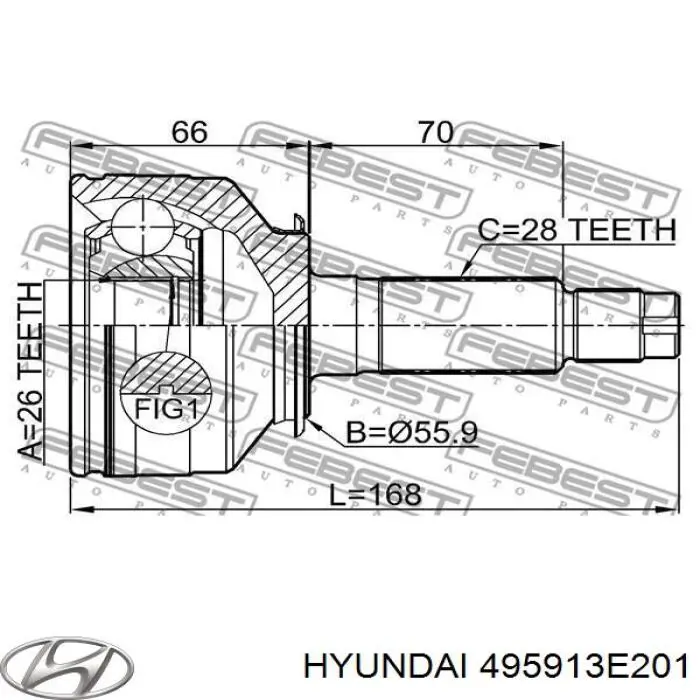 Привод передний правый Hyundai/Kia 495913E201 цена, от 244.60 USD