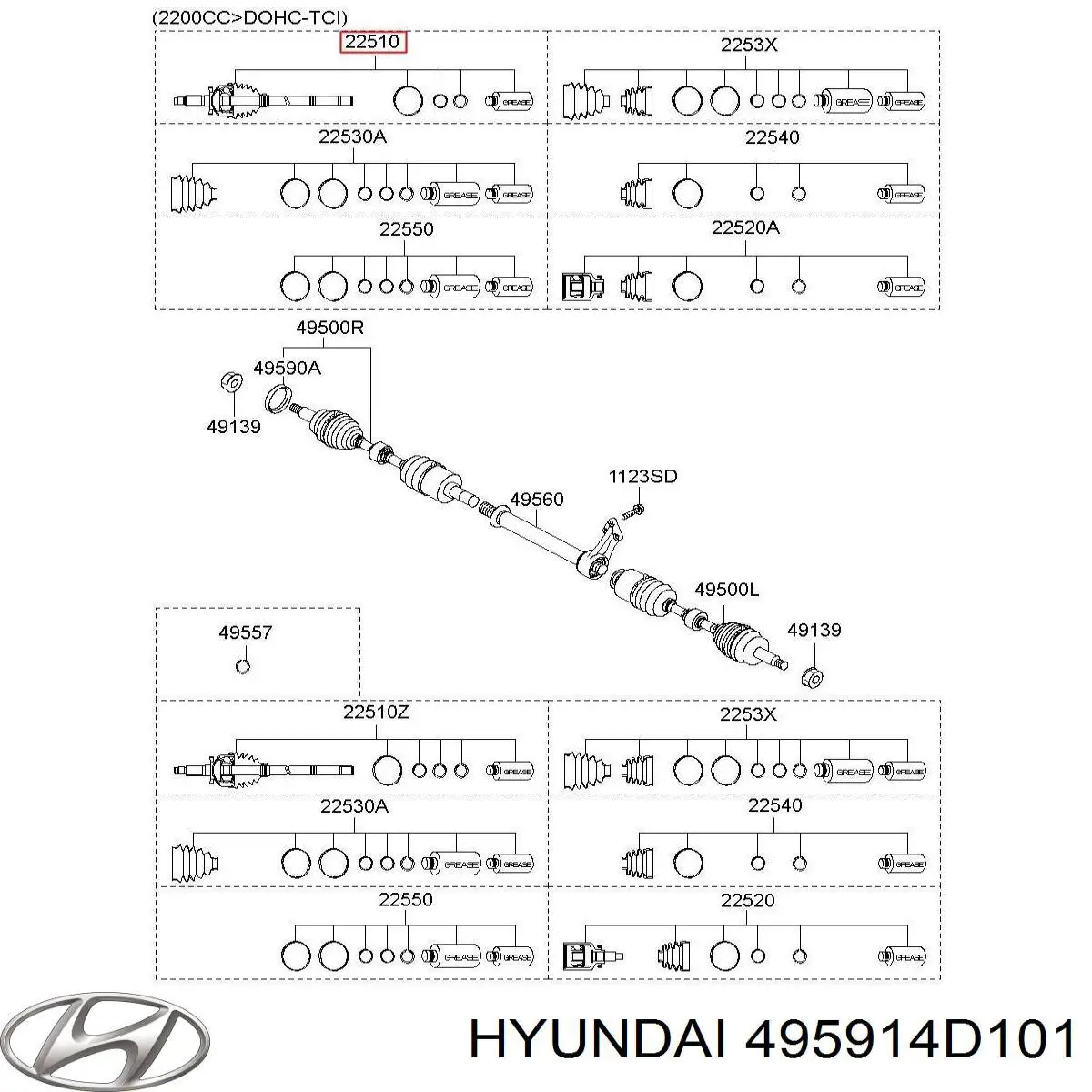 495914D101 Hyundai/Kia полуось (привод передняя правая)