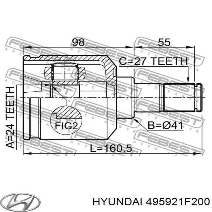 Шарнир угловых скоростей передний левый Hyundai/Kia 495921F200 цена, от 32.88 USD