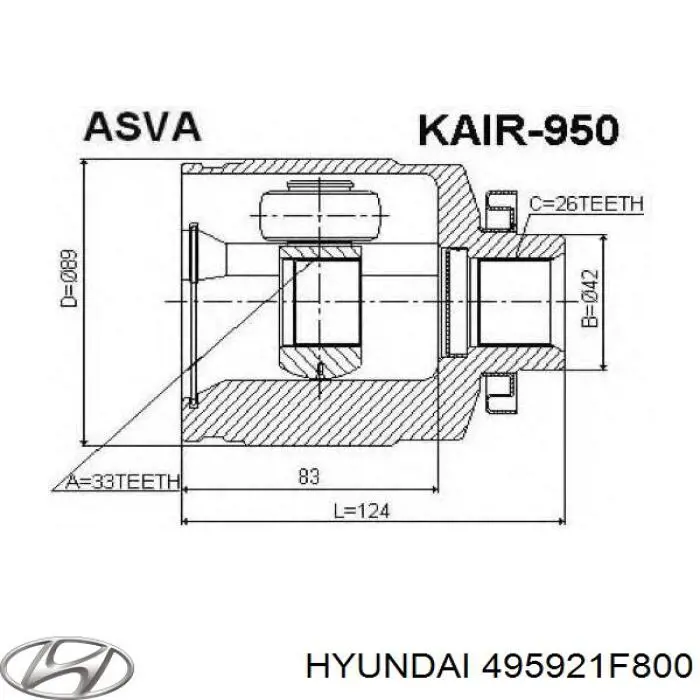 495921F800 Hyundai/Kia semieixo (acionador dianteiro direito)