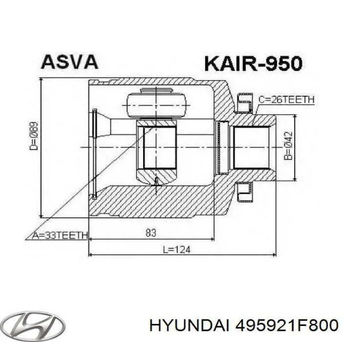 Правая полуось 495921F800 Hyundai/Kia