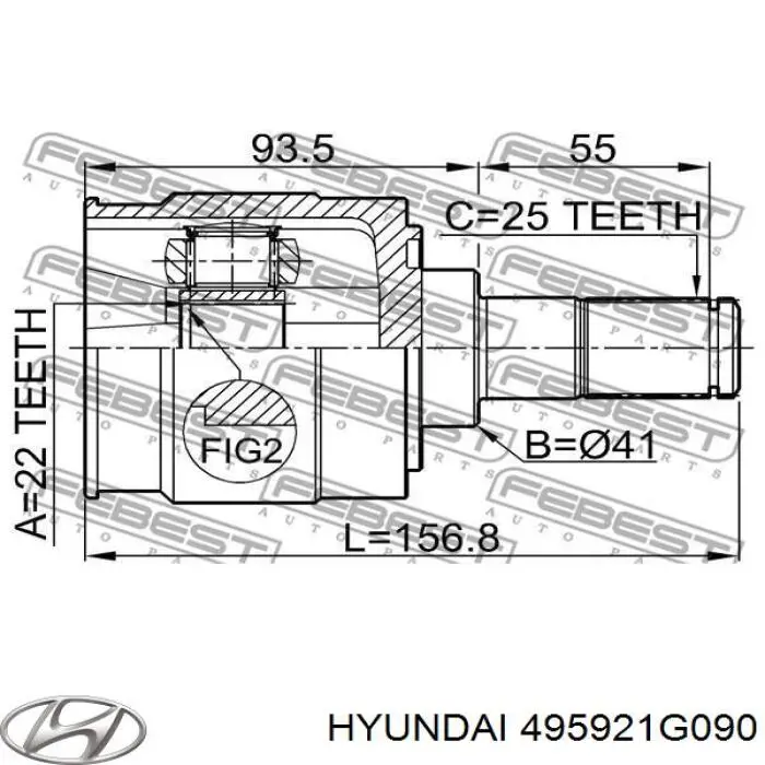 ШРУС внутренний передний левый Hyundai/Kia 495921G090