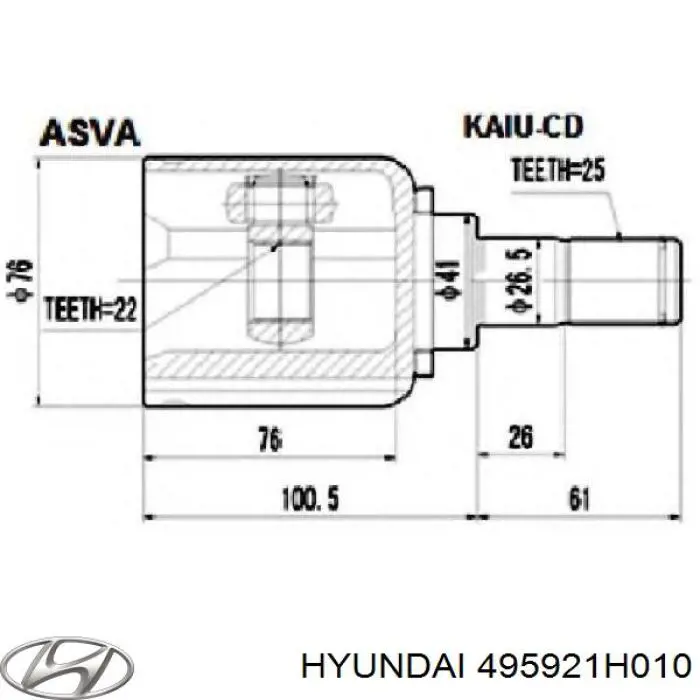 495921H010 Hyundai/Kia шрус внутренний передний