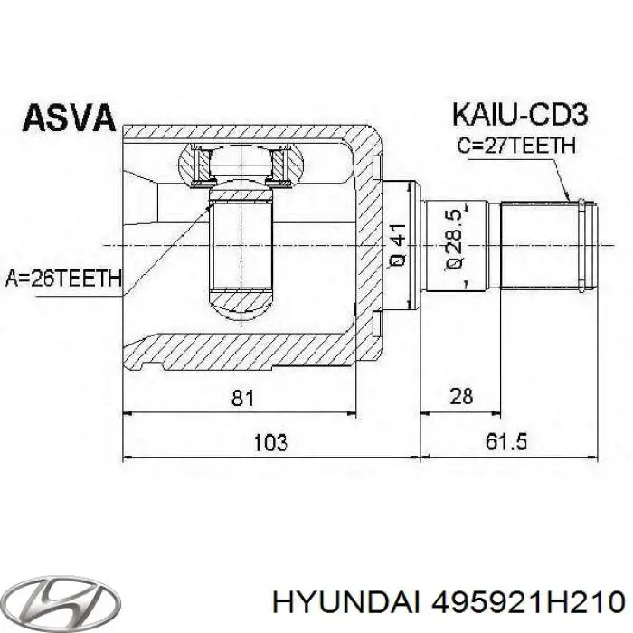 495921H210 Hyundai/Kia шрус наружный передний