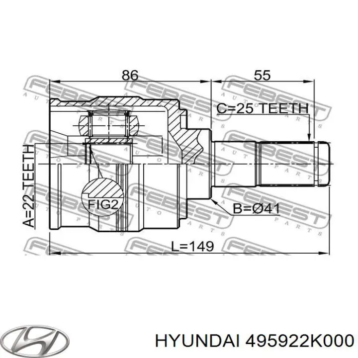 Шарнир привода внутренний Hyundai/Kia 495922K000 цена, от 71.13 USD