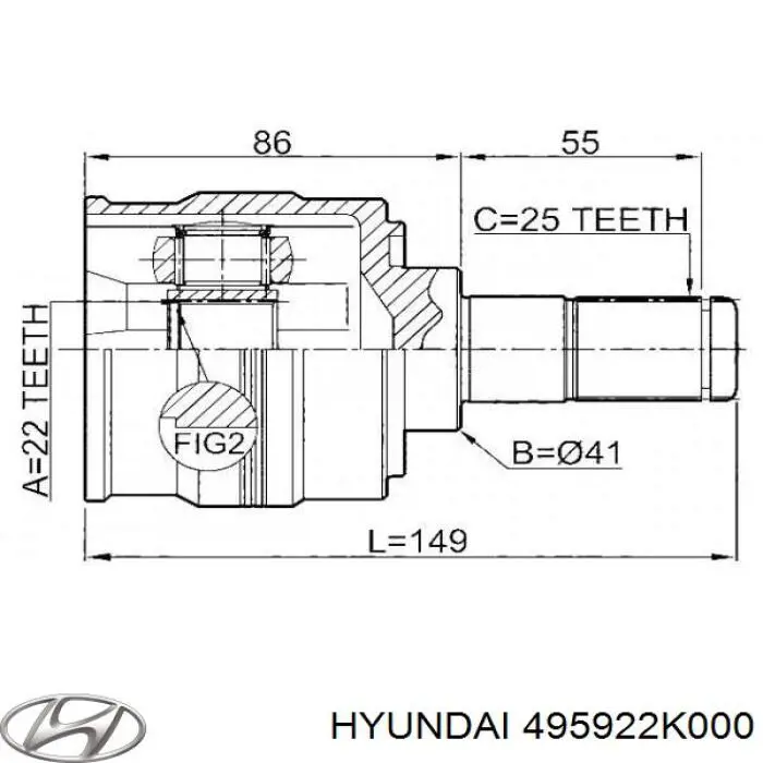 ШРУС внутренний правый 495922K000 Hyundai/Kia