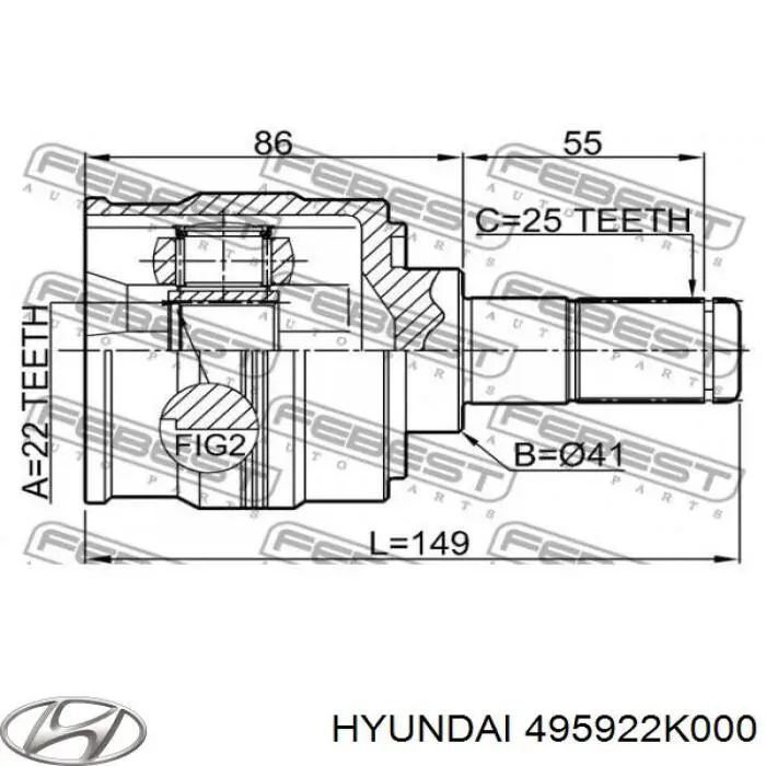 495922K000 Hyundai/Kia Граната внутренняя передняя правая