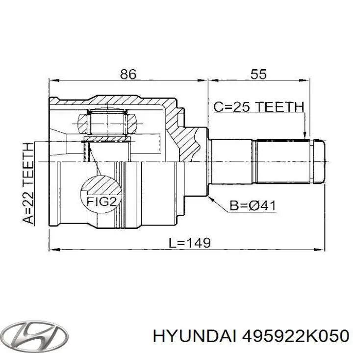 Купить 495922K050 Hyundai/Kia Шрус внутренний левый