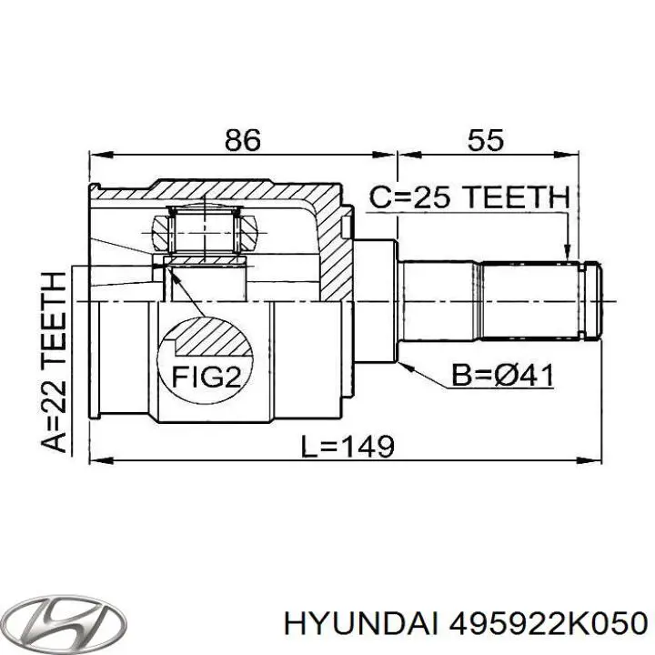ШРУС внутренний передний левый Hyundai/Kia 495922K050
