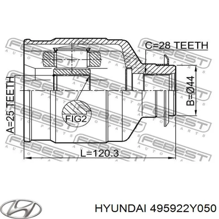ШРУС внутренний передний правый Hyundai/Kia 495922Y050