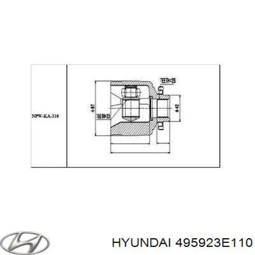 ШРУС внутренний передний правый Hyundai/Kia 495923E110
