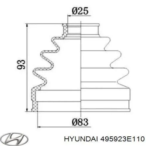 ШРУС внутренний передний правый Hyundai/Kia 495923E110