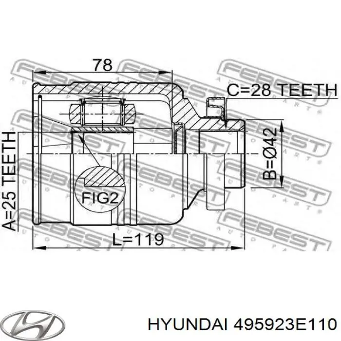 Шарнир привода внутренний Hyundai/Kia 495923E110 цена, от 137.21 USD