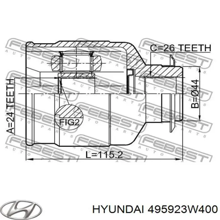 495923W400 Hyundai/Kia шрус внутренний передний правый