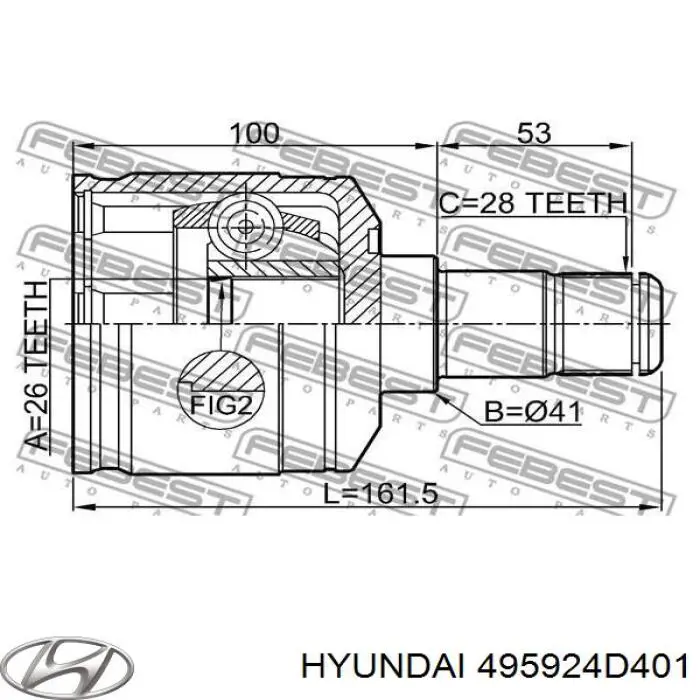 Пыльник ШРУСа передней полуоси внутренний левый 495924D401 Hyundai/Kia