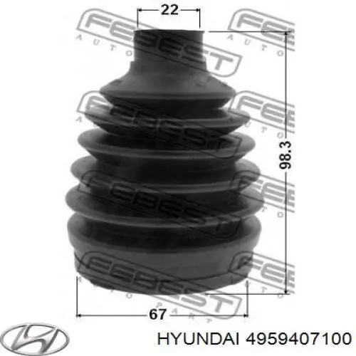 4959407100 Hyundai/Kia пыльник шруса передней полуоси наружный
