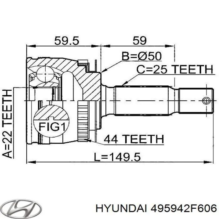 495942F606 Hyundai/Kia Пыльник наружной гранаты, левый