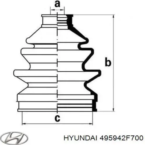 Пыльник ШРУСа наружный правый 495942F700 Hyundai/Kia