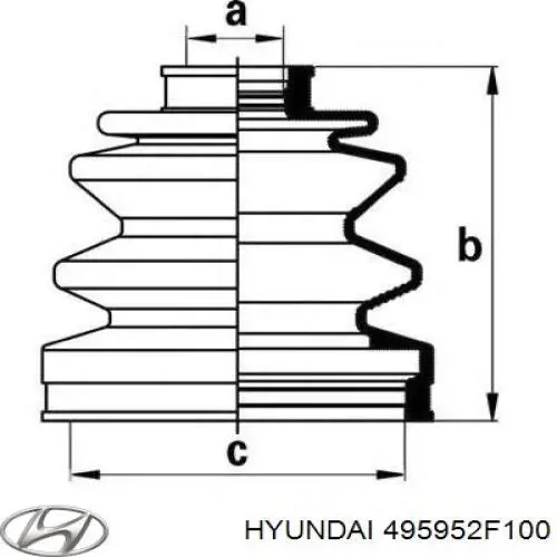 Купить 495952F100 Hyundai/Kia Пыльник гранаты внутренний, передней полуоси