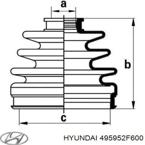 Купить 495952F600 Hyundai/Kia Пыльник гранаты внутренний, передней полуоси