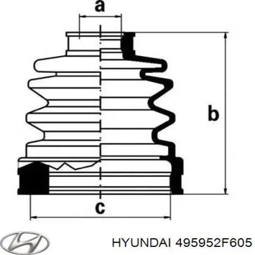 495952F605 Hyundai/Kia пыльник шруса передней полуоси внутренний левый