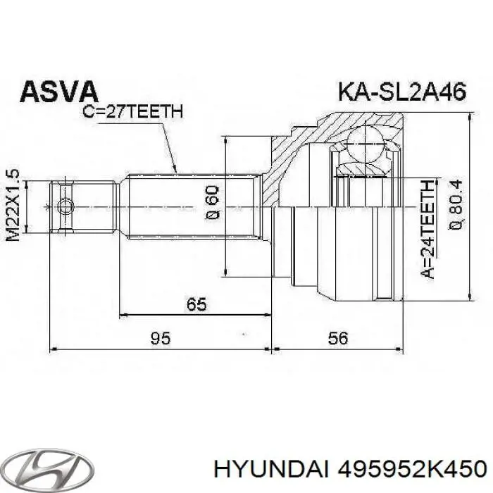  Hyundai/Kia 495952K450 цена, от 11.28 USD