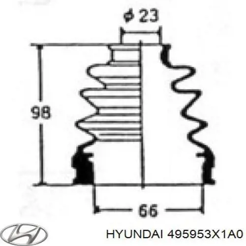 Купить 495953X1A0 Hyundai/Kia Пыльник ШРУСа внутренний, передней полуоси, правый