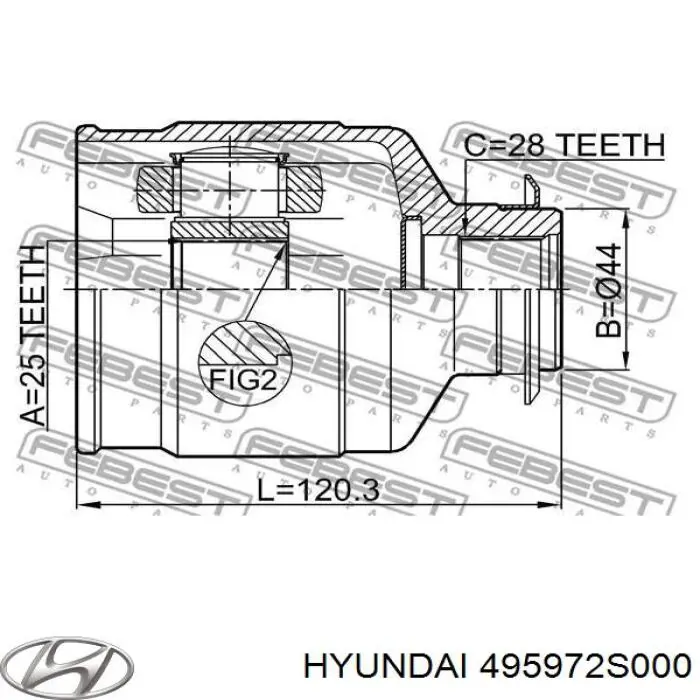 Шарнир привода внутренний Hyundai/Kia 495972S000 цена, от 84.66 USD