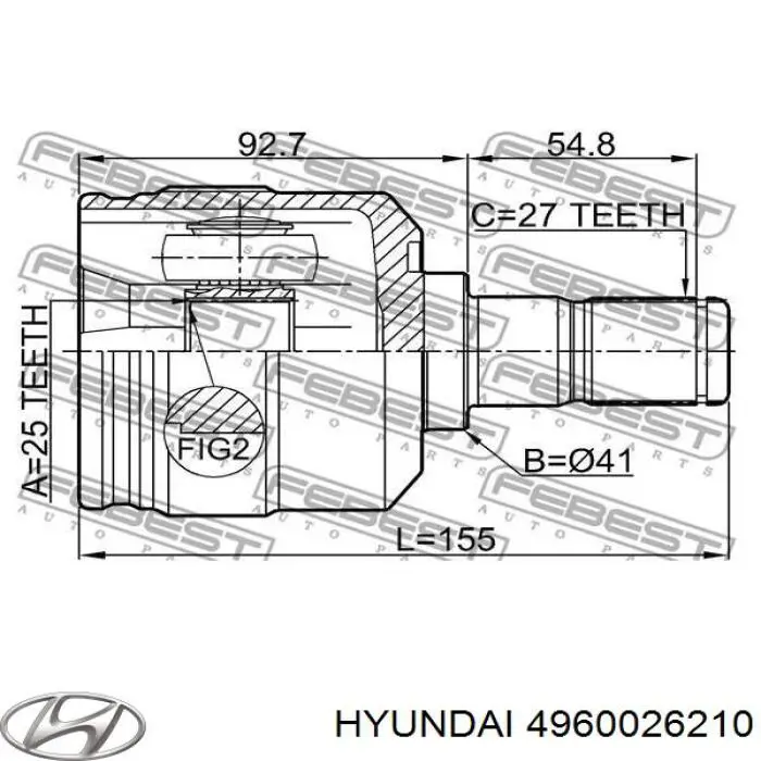 4960026210 Hyundai/Kia полуось задняя