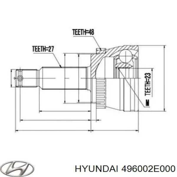 Полуось задняя 496002E000 Hyundai/Kia